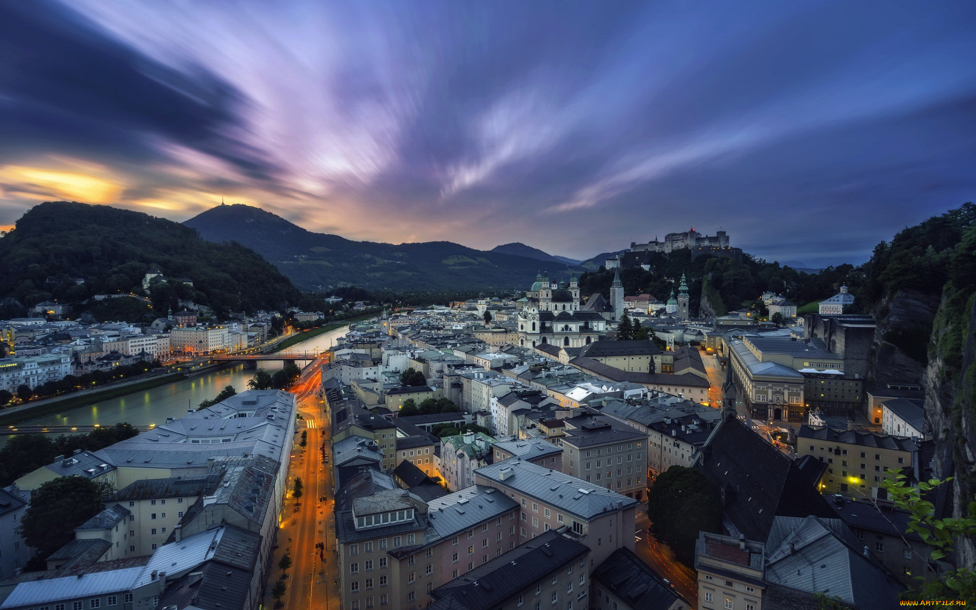 Обои Salzburg, Austria Города Зальцбург (Австрия), обои для рабочего стола,  фотографии salzburg, austria, города, зальцбург , австрия, вечер, закат,  достопримечательность, зальцбург, красивые, дома, крепость, гогенцоллерн  Обои для рабочего стола ...